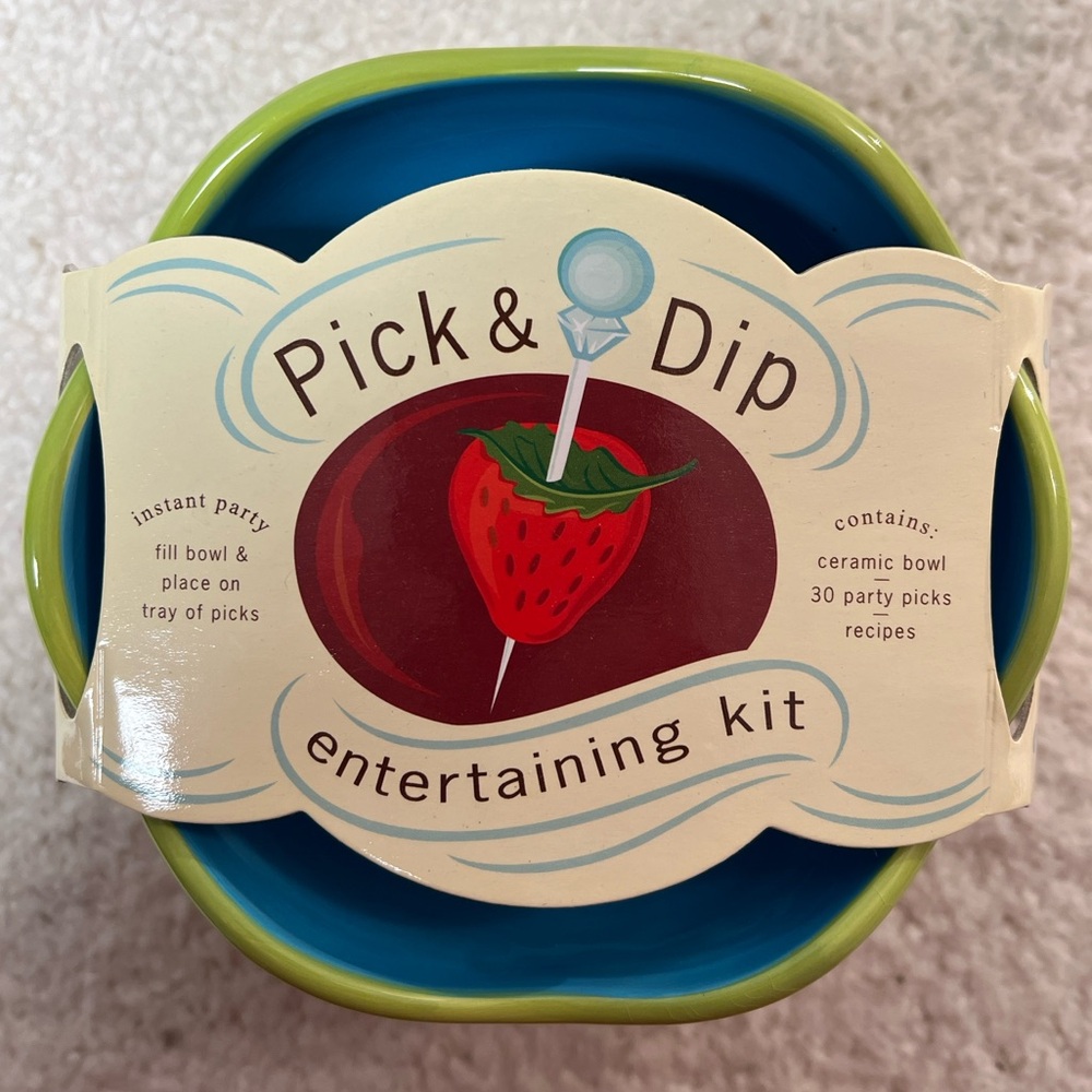 Talisman Designs Pick & Dip Entertaining Kit w/Ceramic Bowl + Reusable Picks